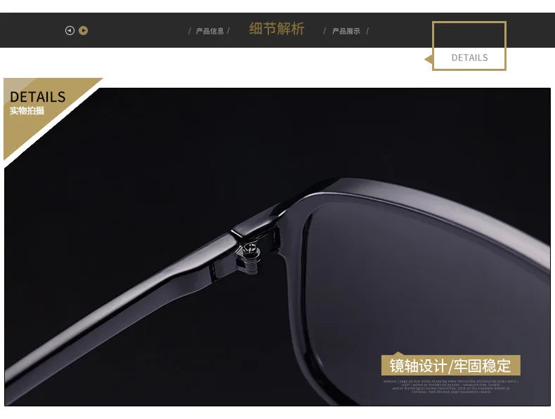 Polarized Sunglasses Men Fashion Double Bridge Square Frame Sun Glasses Brand Designer Unisex Driving Goggles Gafas De Sol UV400