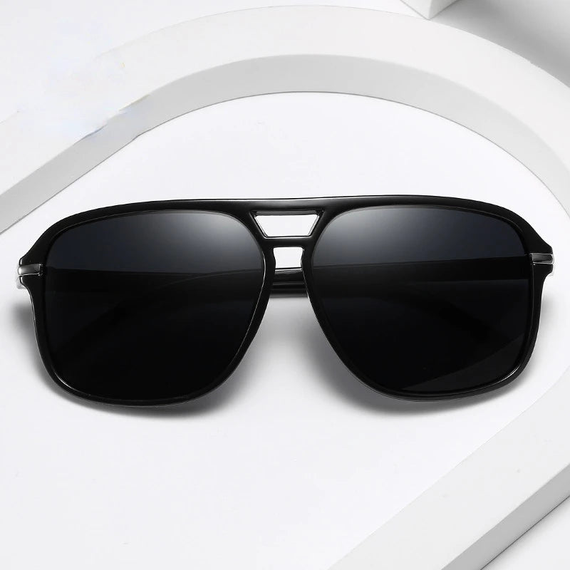 Polarized Sunglasses Men Fashion Double Bridge Square Frame Sun Glasses Brand Designer Unisex Driving Goggles Gafas De Sol UV400