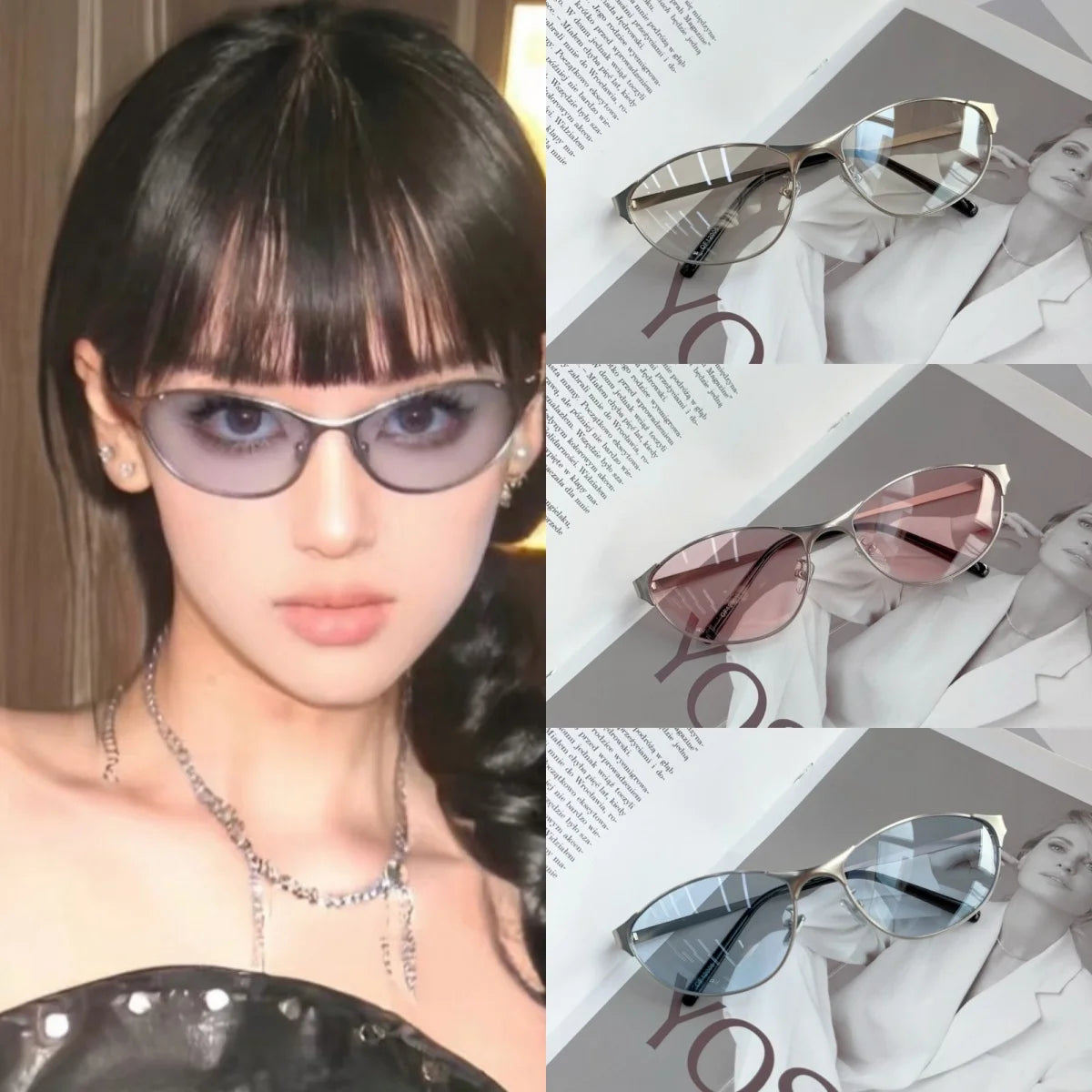 Women Y2k Sunglasses Cat Eye Designer Hot Girl Sun Glasses Steampunk Metal Frame Shades Uv400 Eyeglasses Солнцезащитные Очки