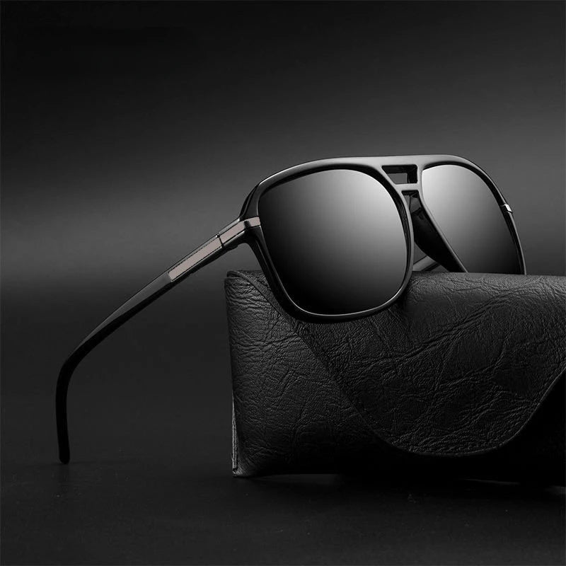 Polarized Sunglasses Men Fashion Double Bridge Square Frame Sun Glasses Brand Designer Unisex Driving Goggles Gafas De Sol UV400