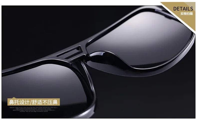 Polarized Sunglasses Men Fashion Double Bridge Square Frame Sun Glasses Brand Designer Unisex Driving Goggles Gafas De Sol UV400